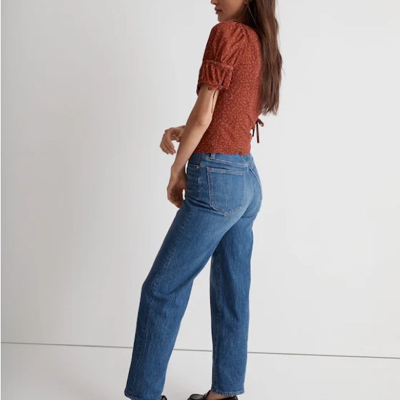 Madewell button front Women's Rust Puff Sleeve Top - Picture 2 of 10